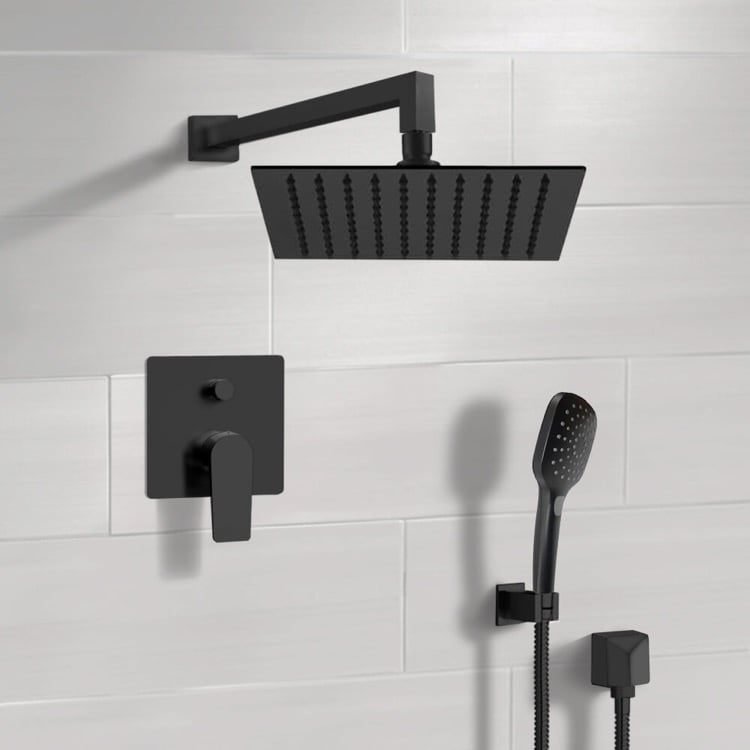 Remer SFH55-10 Matte Black Shower Set With 10 Inch Rain Shower Head and Hand Shower